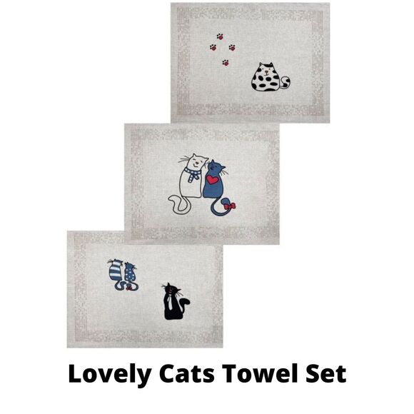 Best Kitchen Towels - Lovely Cats (23" x 18" each) Linen / Cotton Mix - Picture 4 of 10